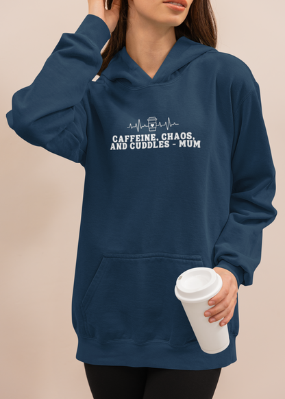 Caffeine, Chaos, and Cuddles Hoodie - Personalised Heavy Blend Sweatshirt