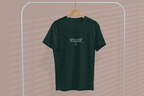 Dark green crewneck T-shirt with 'Keep calm my birthday' chest print