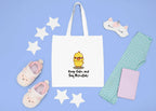 White cotton tote bag with bee graphic and slogan “Keep Calm and Say Bismillah!”