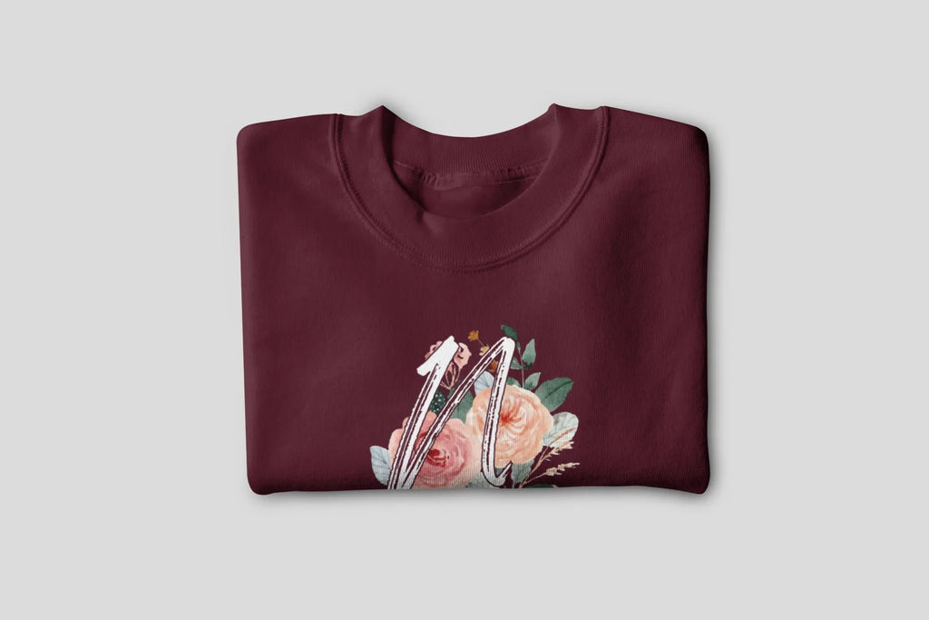 Personalised Floral Initial Sweatshirt | Custom Name Crewneck - Alley Crafters