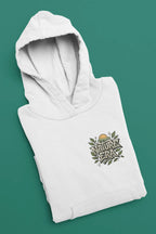 White pullover hoodie with Nature Era chest logo and kangaroo pocket