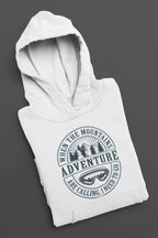 White pullover hoodie with retro outdoor compass graphic on chest