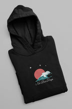 Black hooded sweatshirt folded, star and No Bad Days graphic on chest
