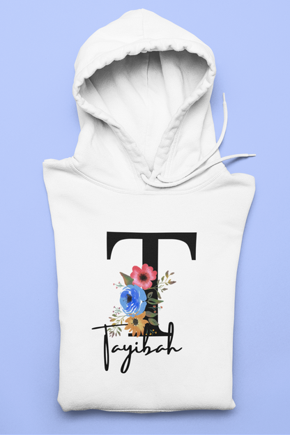Personalised Floral Kids Hoodie - Custom Name Design