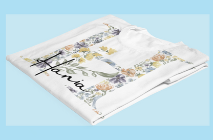 Kids Tee - Personalised Name Floral Initial Design