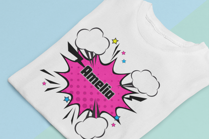 Kids Tee - Pop Art Speech Bubble Personalised Name