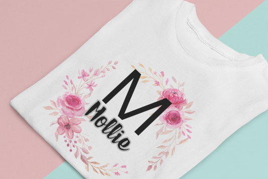 Kids Tee - Personalised Floral Name Shirt for Children