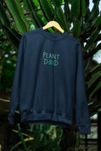 New French navy crewneck sweatshirt with Plant Dad graphic on the front, long sleeves