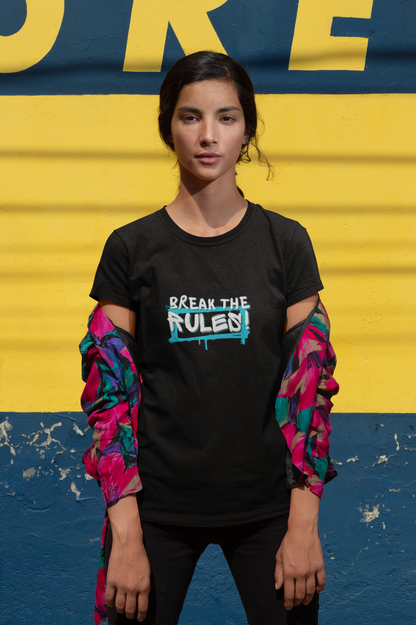 Break the Rules- Graffiti Style Tee, Urban Street Wear, Unisex T-Shirt, Spray Paint Cool Tee