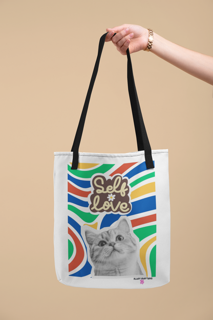 Self Love Collage Cat Tote Bag
