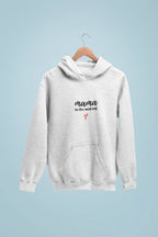 Heather gray hooded sweatshirt on hanger with 'mama in the making' print