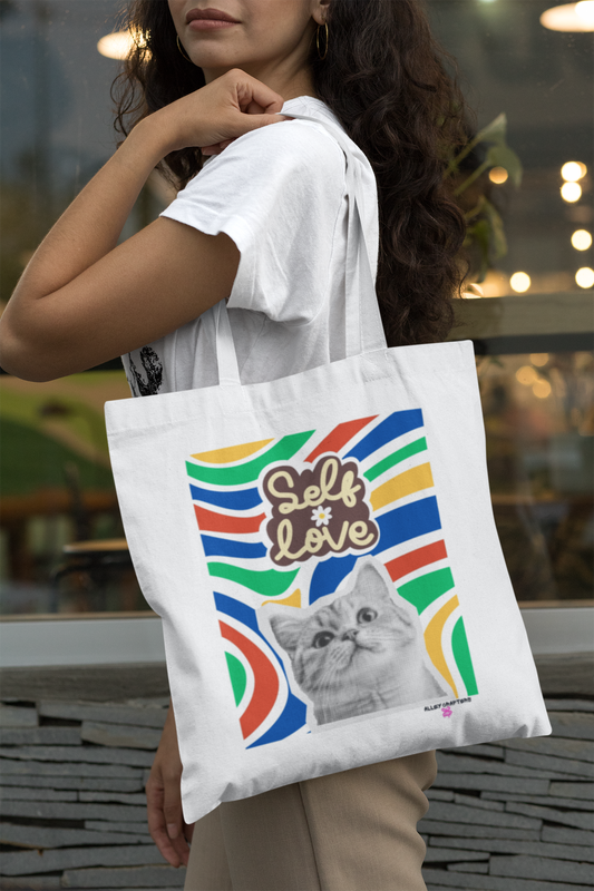 Self Love Collage Cat Tote Bag