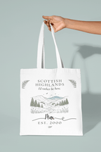 Personalised Mountain Tote Bag — Custom Location, Name & Date | Scenic Illustration - AlleyCrafters