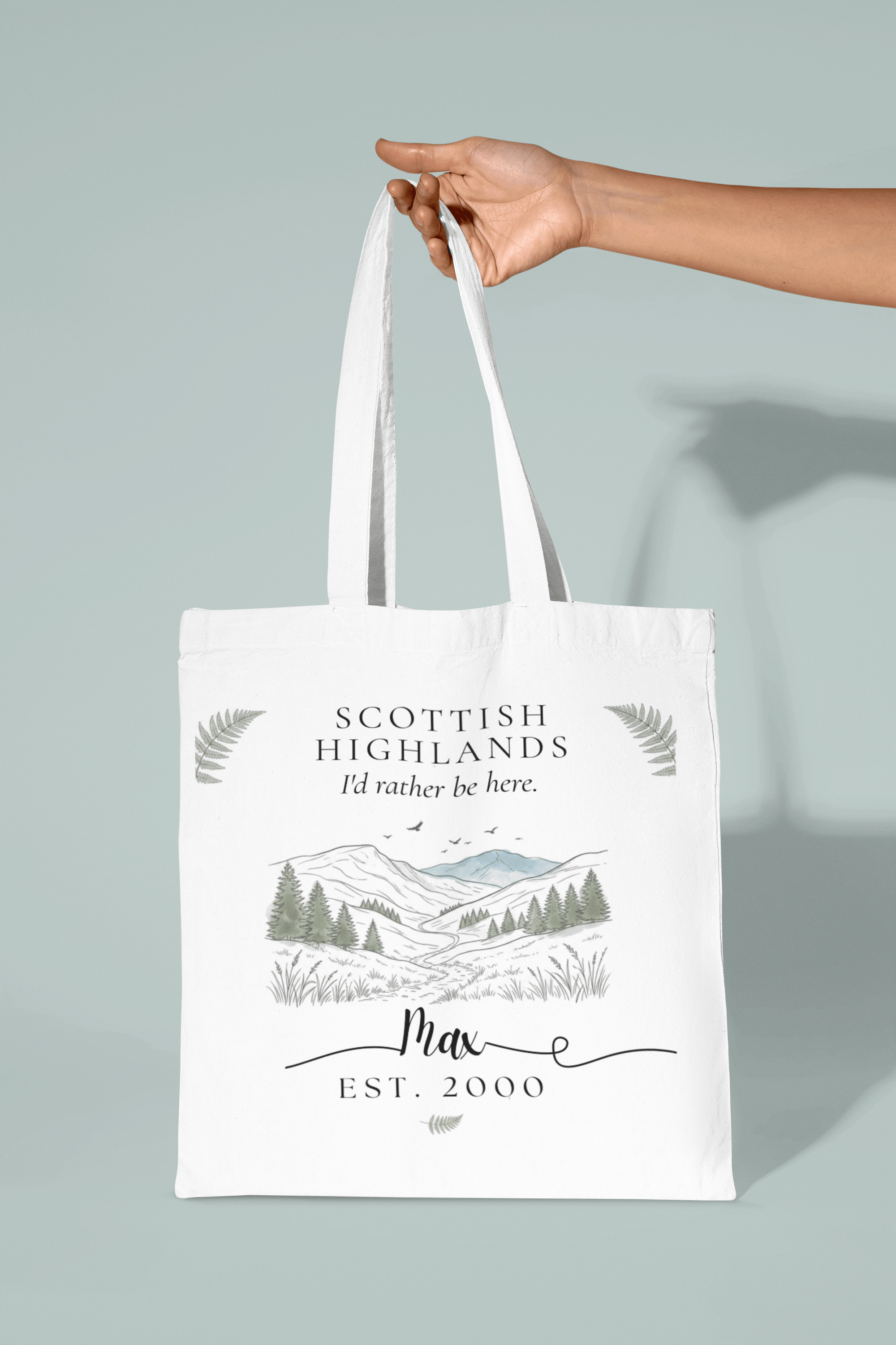 Personalised Mountain Tote Bag — Custom Location, Name & Date | Scenic Illustration - AlleyCrafters