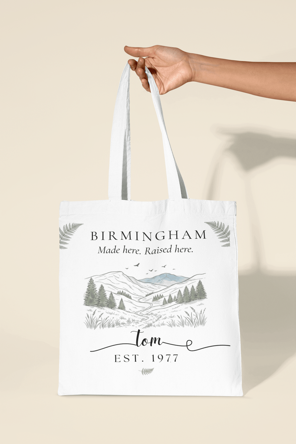 Personalised Mountain Tote Bag — Custom Location, Name & Date | Scenic Illustration - AlleyCrafters