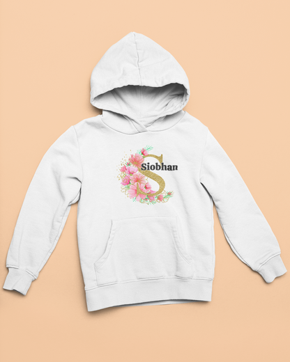 Personalised Floral Kids Hoodie - Custom Name Design