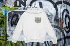 White Nature Era hoodie with embroidered chest logo, hood and long sleeves.