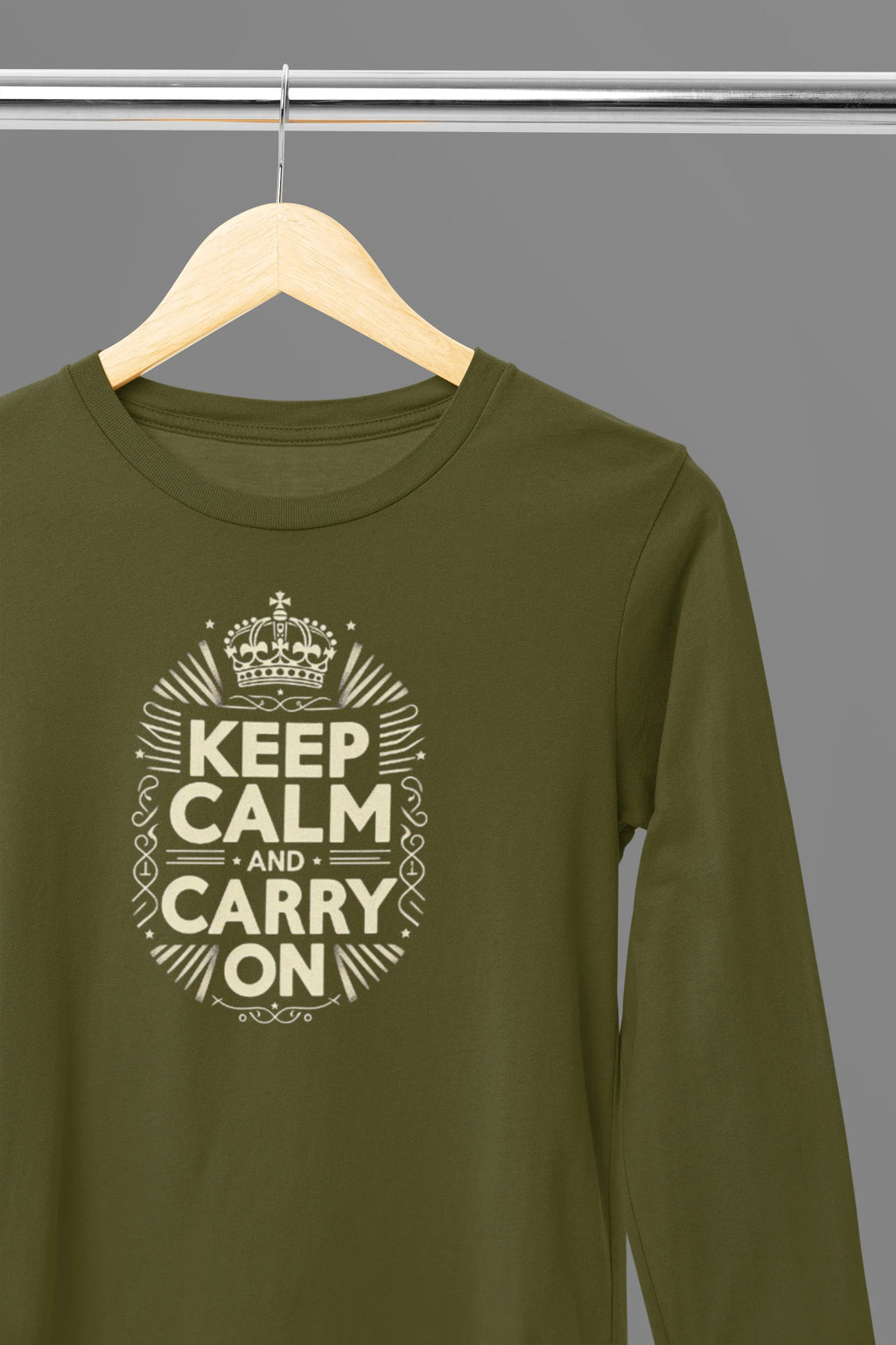 Long Sleeve Tee - Keep Calm & Carry On Design - Alley Crafters