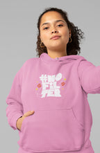 Purple unisex slogan hoodie with front kangaroo pocket and hood.