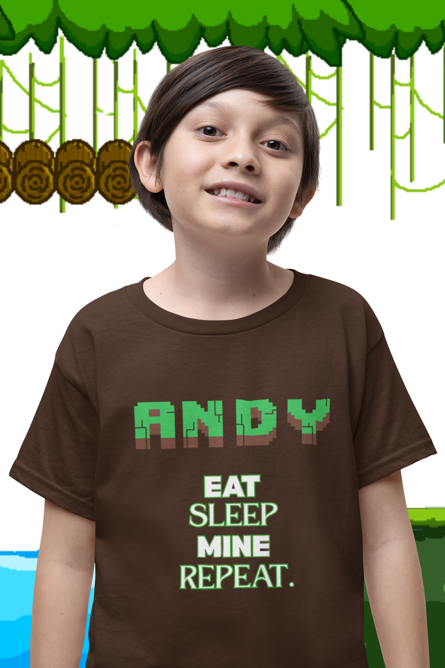 Kids Minecraft Inspired Tee - 'Eat Sleep Mine Repeat'