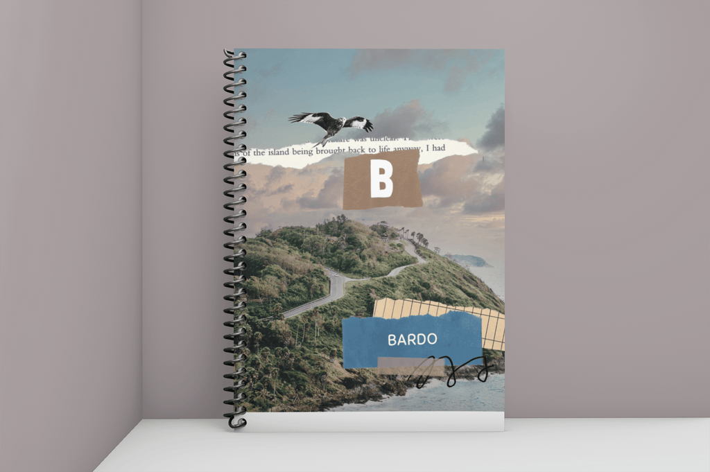 A5 wirobound notebook cover with monogram B and name Bardo