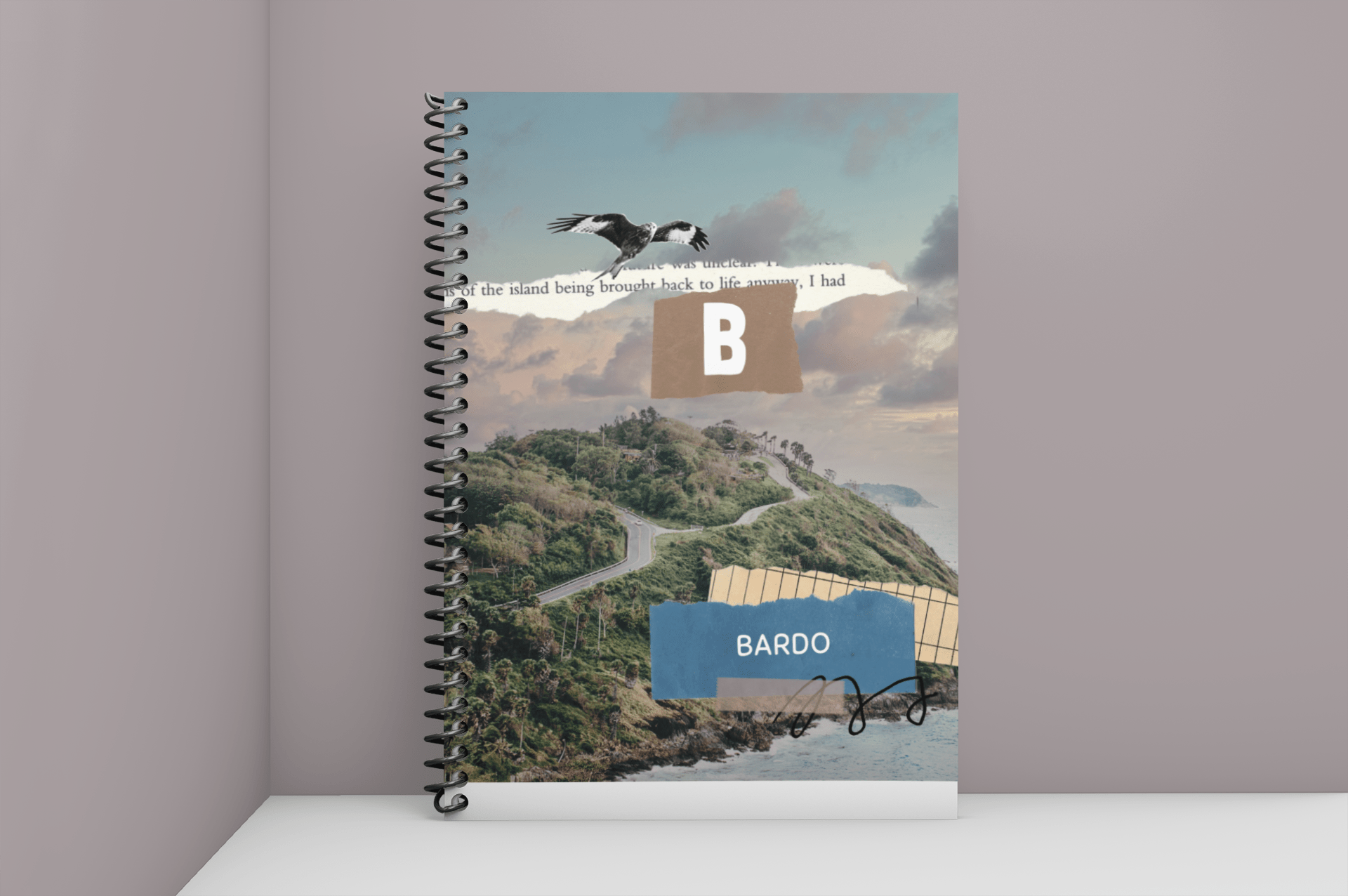 A5 wirobound notebook cover with monogram B and name Bardo