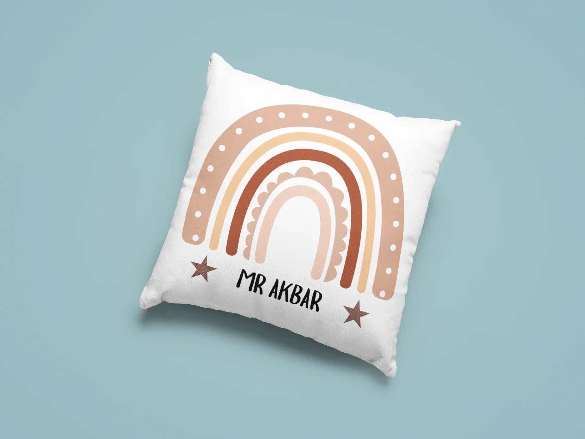 Personalised pillowcase with rainbow design and name MR AKBAR