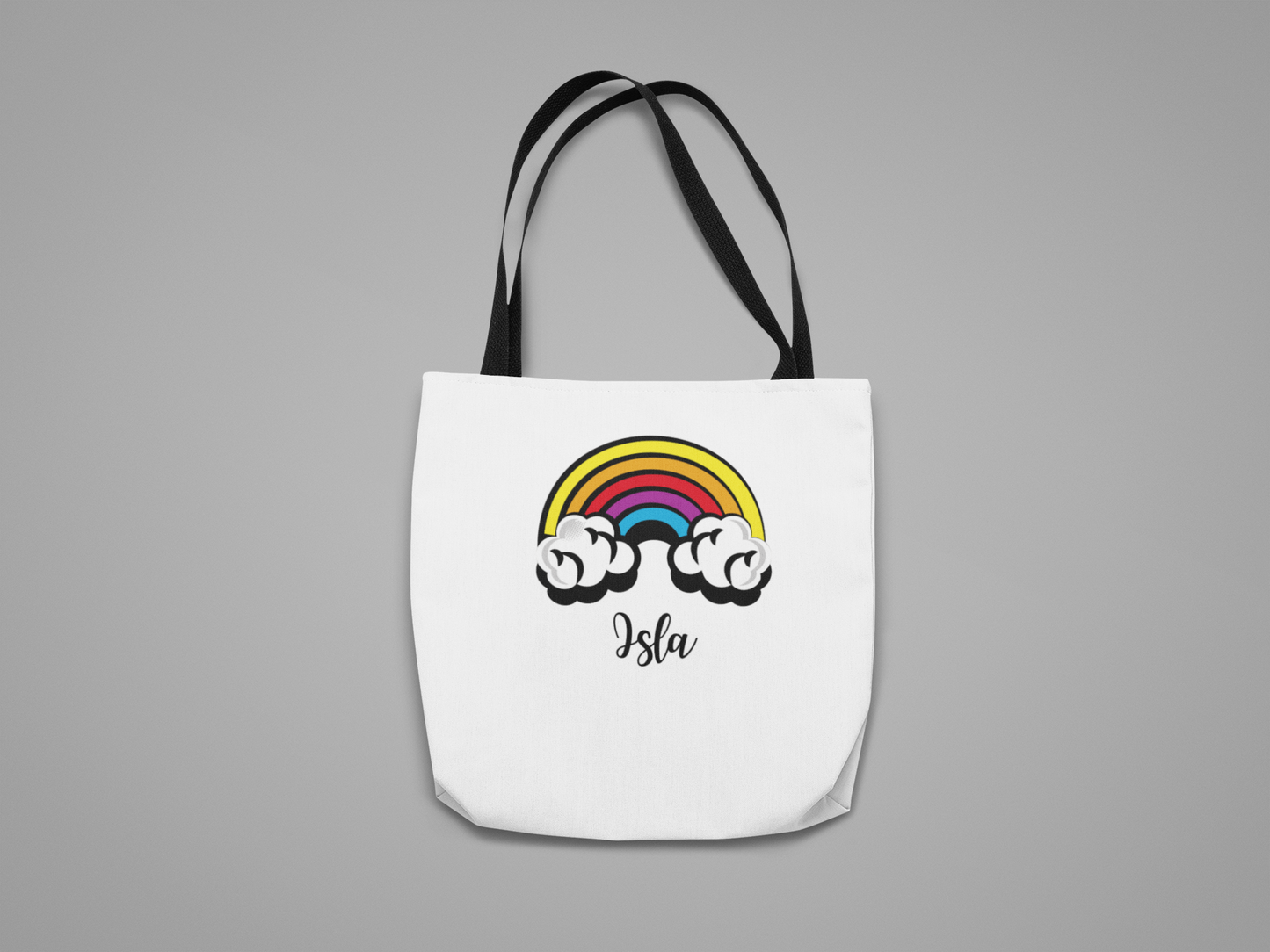 Tote Bag Personalised Name Rainbow Canvas
