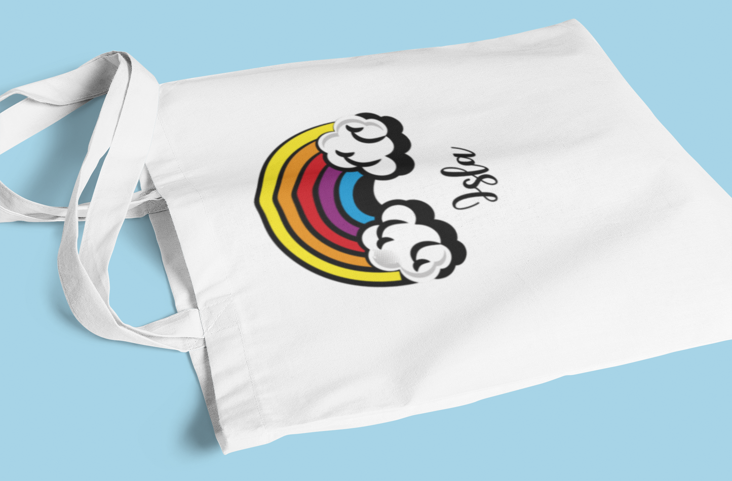Tote Bag Personalised Name Rainbow Canvas