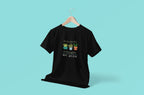 Black teacher t-shirt with centered cartoon plant graphic and front text