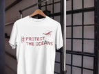 White T-shirt with #PROTECT THE OCEANS graphic on the front