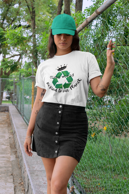 Eco-Friendly Crown T-Shirt, Protect Our Planet Tee, Green Awareness Shirt, Unisex Softstyle, Earth Day Gift