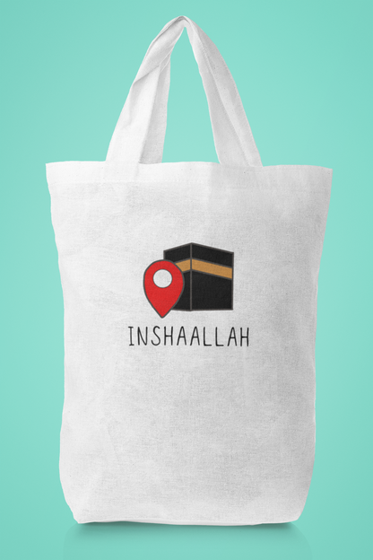 Cotton Tote Bag with Inshaallah Kaaba Design
