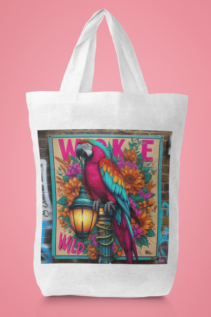 Canvas Tote Bag, Colourful Parrot