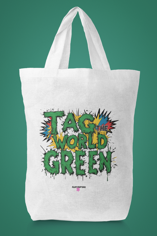 'Tag the World Green' Tote Bag