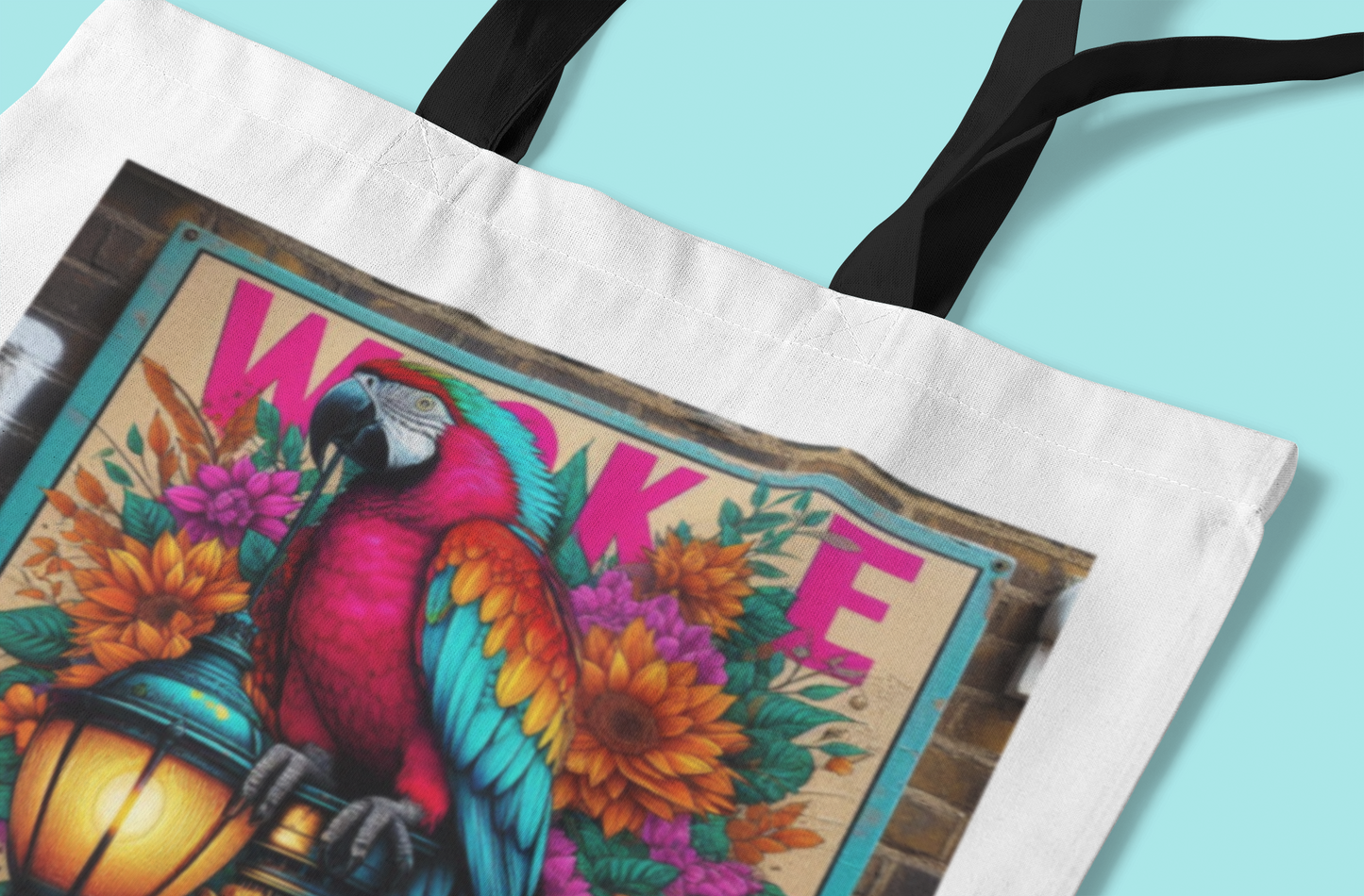 Canvas Tote Bag, Colourful Parrot
