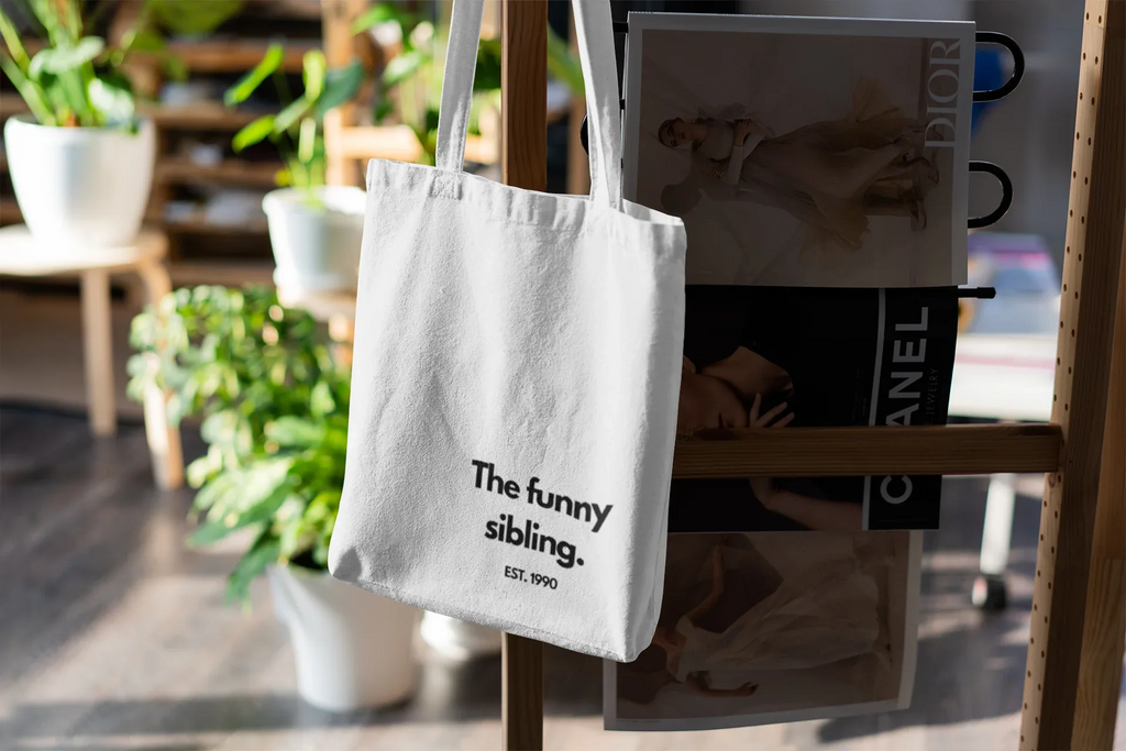 Personalised Sibling Tote Bag | Funny Family Gift | “The Favourite Sibling” EST Year Tote | Reusable Canvas Bag UK - Alley Crafters