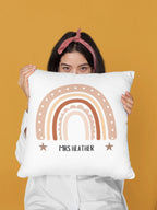 Personalised pillowcase with rainbow design and name MRS HEATHER