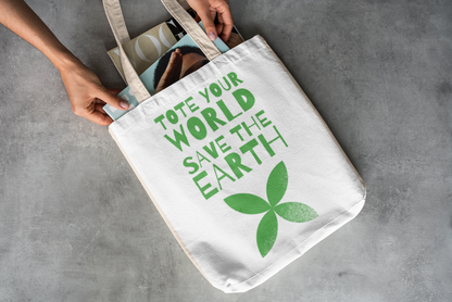 Cotton Tote - Tote Your World, Save the Earth T-Shirt Design