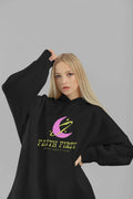 Black unisex hoodie with front Faith First logo and crescent graphic