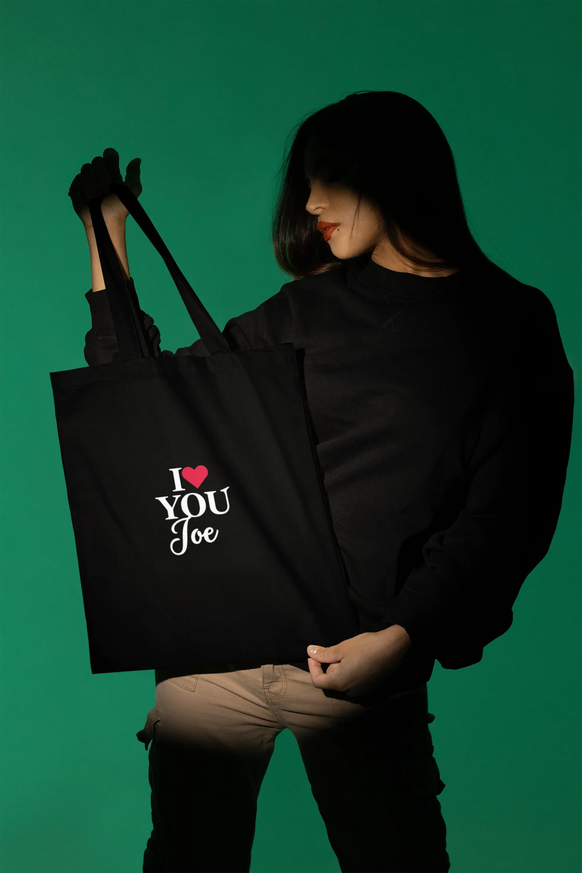 Personalised 'I Love You' Tote Bag | Custom Name Cotton Gift Tote - Alley Crafters
