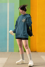 Teal Nature Era hoodie with back logo, hood and long sleeves.