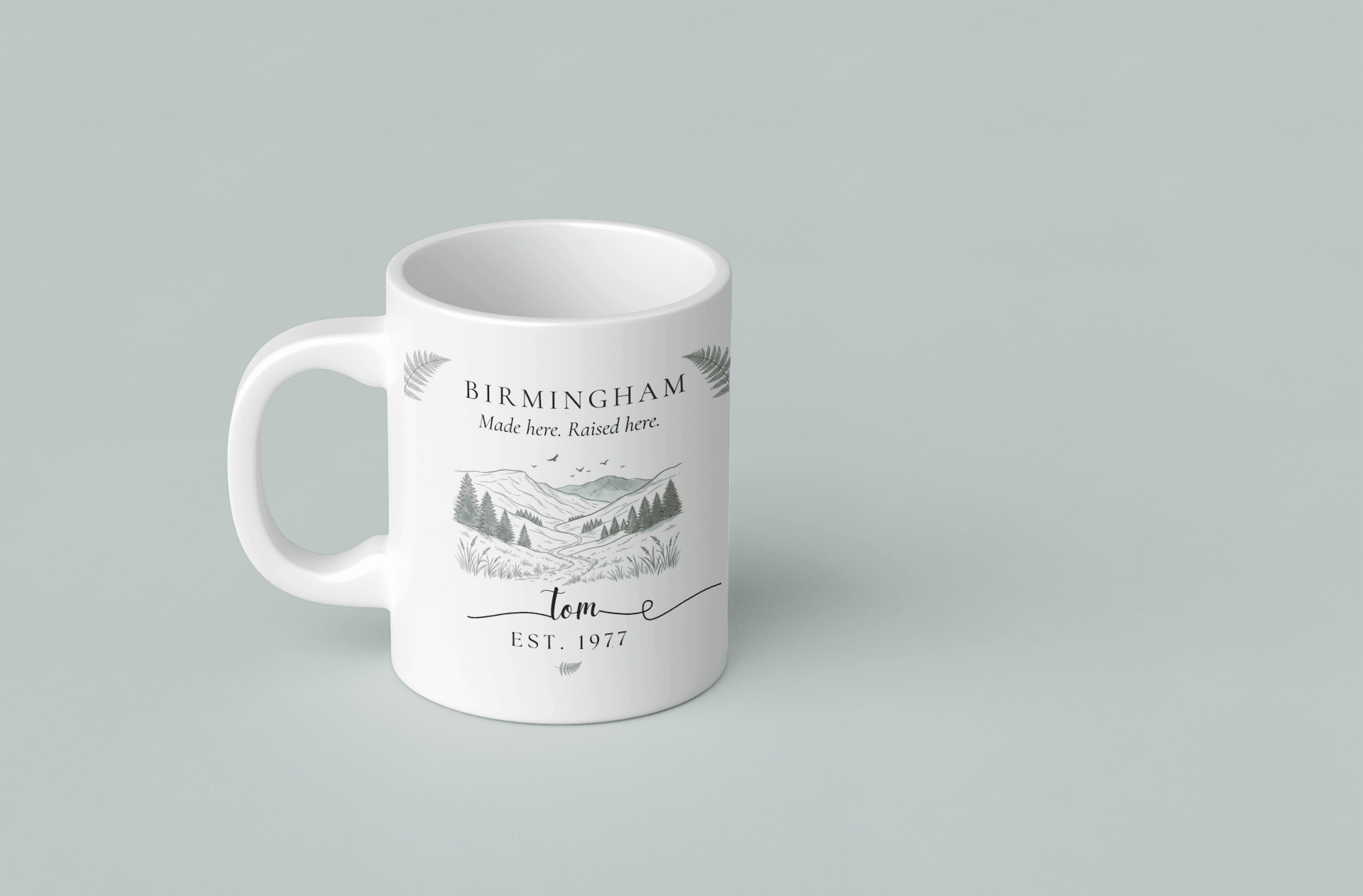 Personalised Mountain Scenic Mug — Custom Location, Text & Year - AlleyCrafters