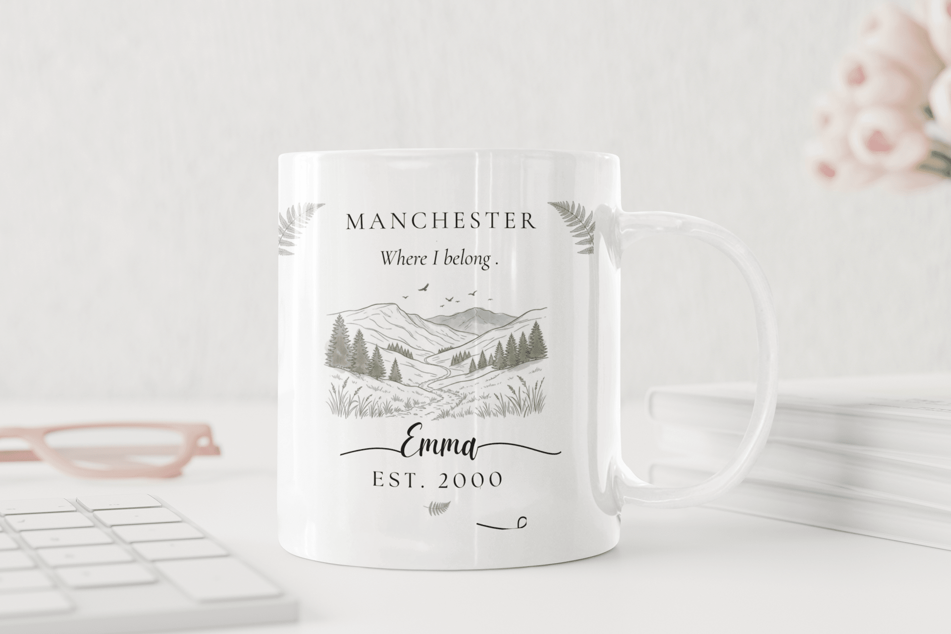Personalised Mountain Scenic Mug — Custom Location, Text & Year - AlleyCrafters