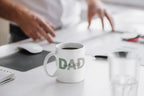 White ceramic coffee mug with DAD and Est. 2022 print