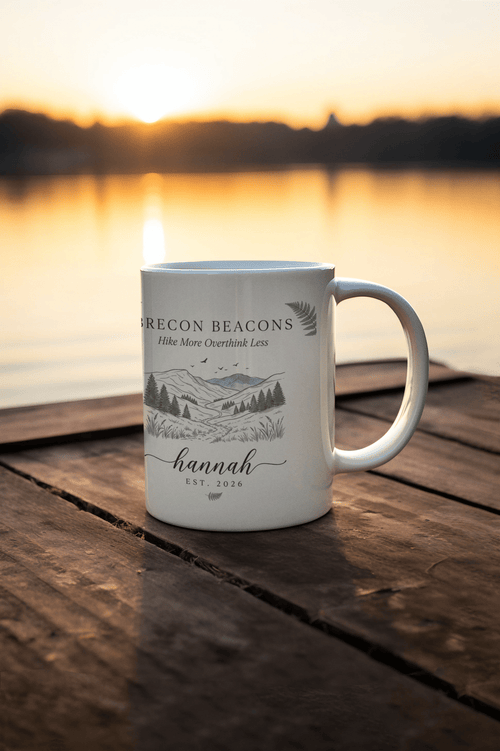 Personalised Mountain Scenic Mug — Custom Location, Text & Year - AlleyCrafters