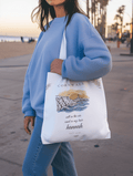 Personalised Coastal Tote Bag — Lighthouse & Cliffs Illustration with Custom Text & Year - AlleyCrafters