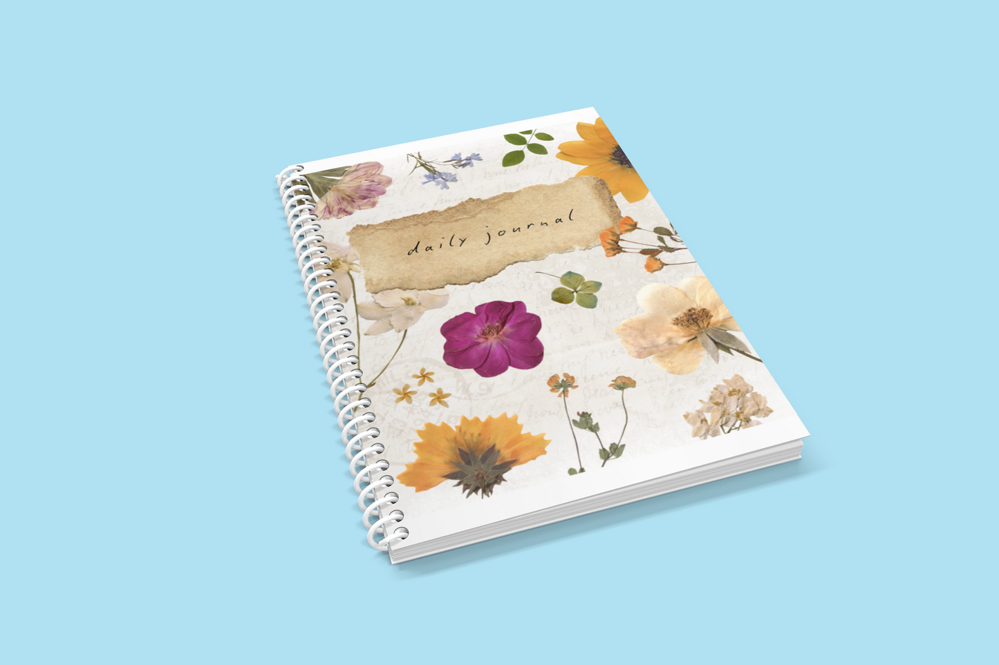Daily Journal Notebook — Floral A5 Wirebound Softcover