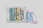 White tote bag with 'I'm not a morning person' and 'or afternoon one' text, side view