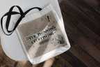 White tote bag with black handles, 'OVER THINKING EVERYTHING - Pheonix' front print